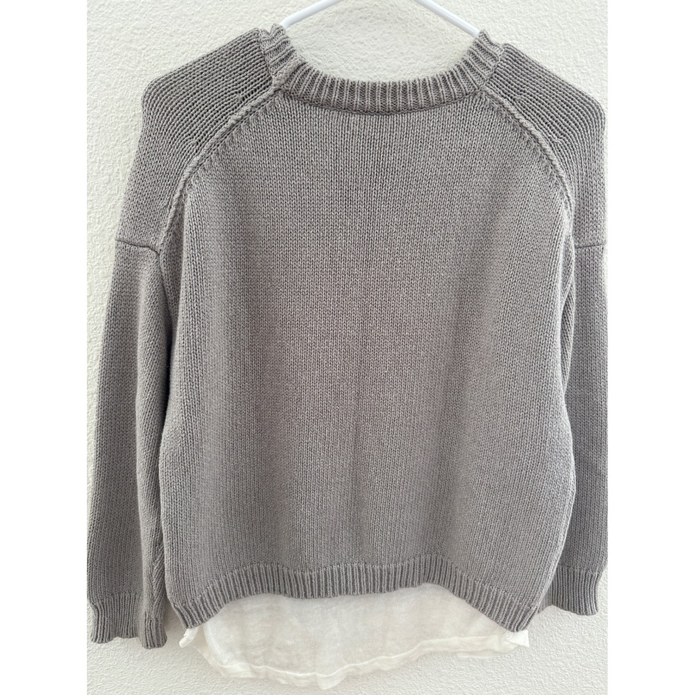 Brochure Walker Corbin Grey Knit Sweater Layered Linen Cotton XS - Picture 10 of 10